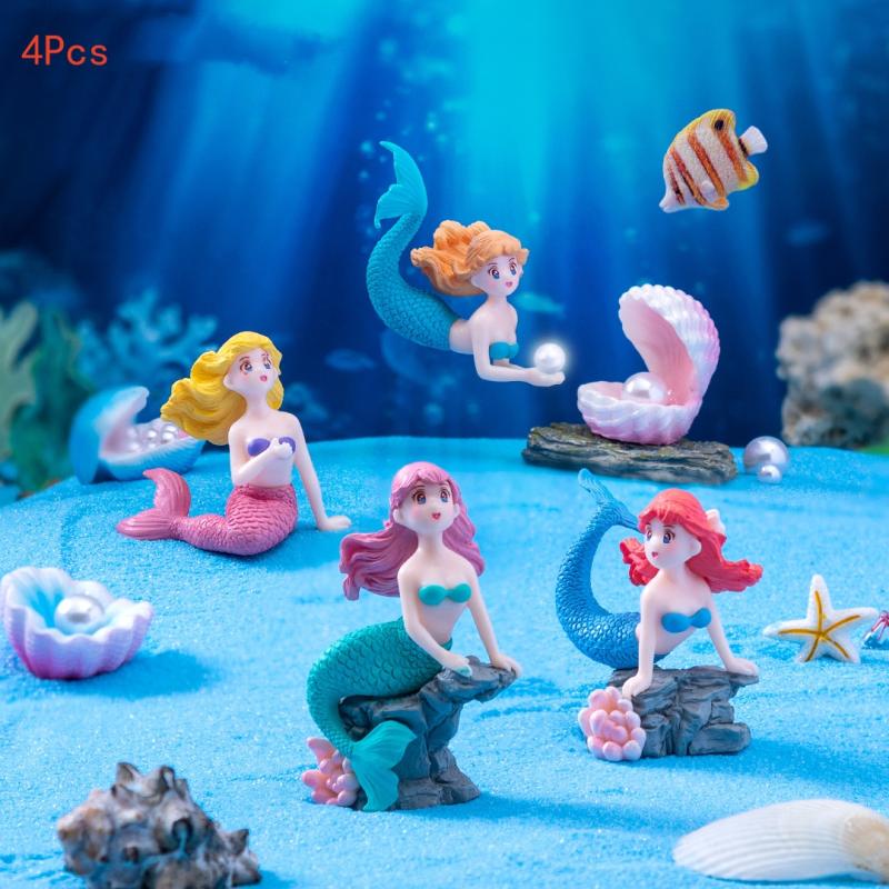 Marine Aquarium Hobby - 4 قطع من تماثيل حورية البحر