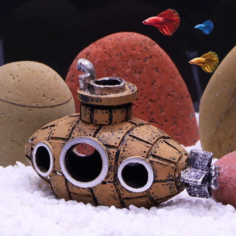 زينة على شكل غواصة من الراتنج  - مراجعة Marine Aquarium Hobby وسعره